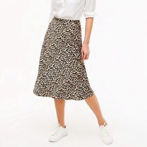 J. Crew Silk Leopard Pull-on Midi Skirt